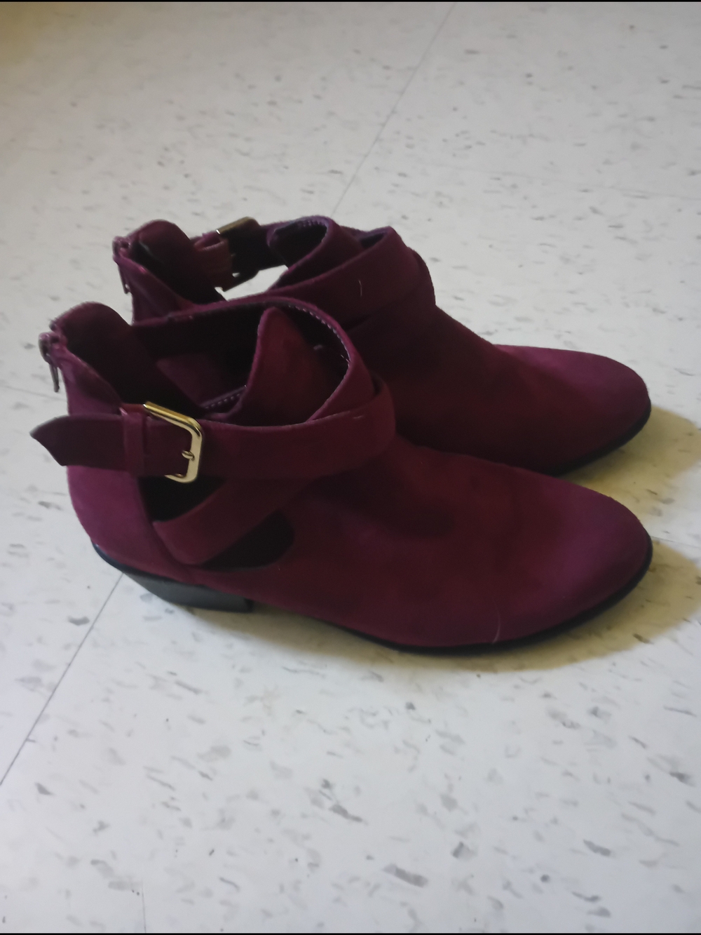 Wild Diva Burgundy Suede Ankle Boots